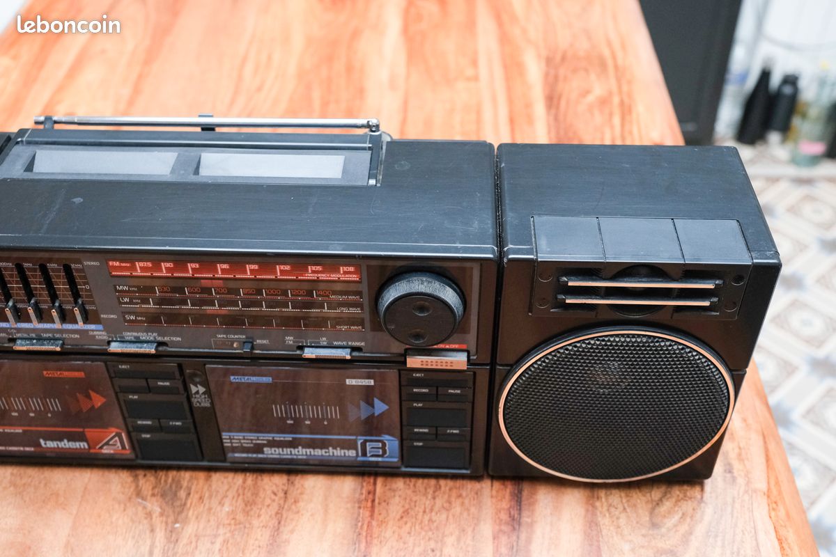 Radio-cassette Vintage Philips – Stéréo Tuner K7, Ampli, Argenté – état D'usage