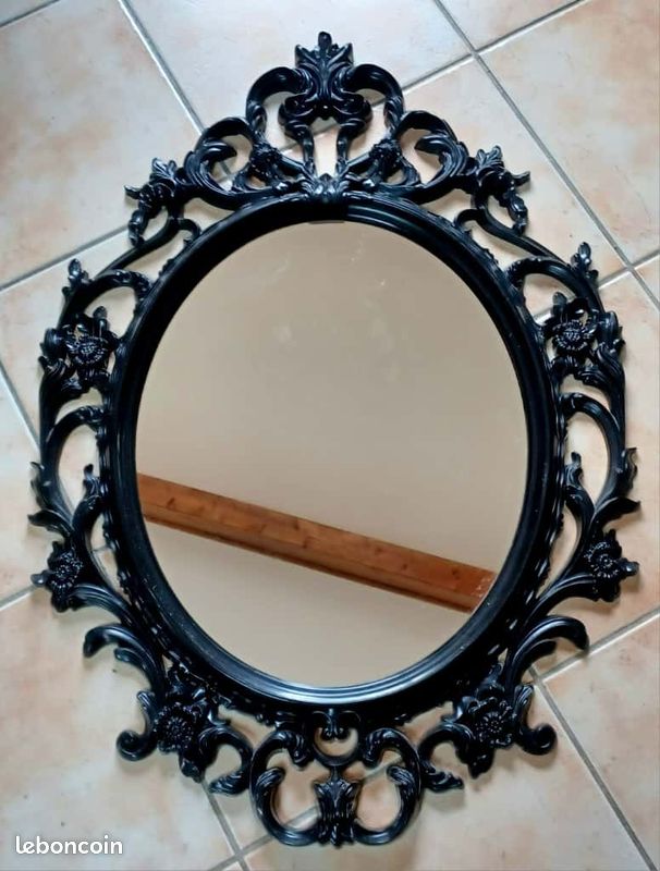Miroir Mural Gothique Noir Avec Cadre Bois Et Crâne De Démon - Style Accent, 12x? Pouces, NEUF