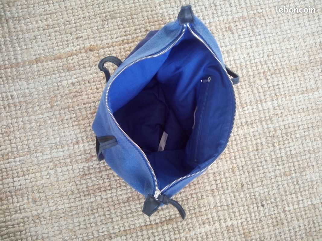 Sac cabas fourre tout en coton bleu Monoprix Accessoires Bagagerie