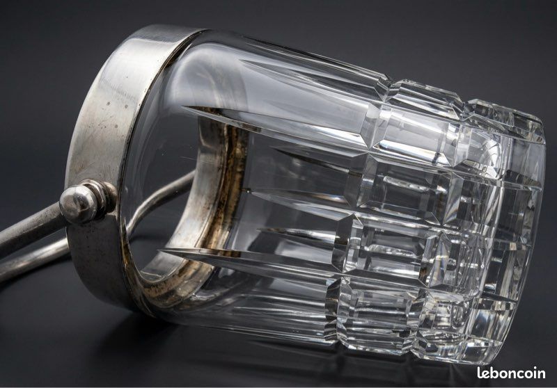 Seau à Glaçons Vintage En Cristal Cannelé – Élégant – Très Bon état