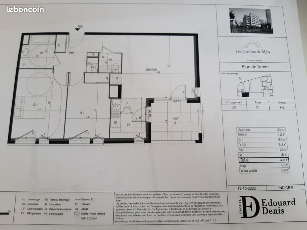 Appartement 3 pièces 64 m² · à Lyon · 64 m² · 958 €/mois