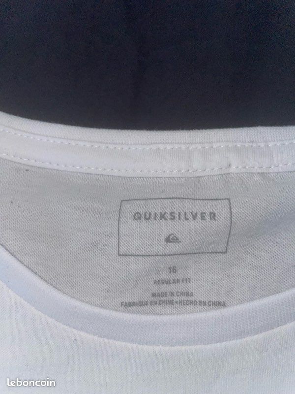 T-shirt quicksilver blanc manches longues 16 ans neuf (image 2)