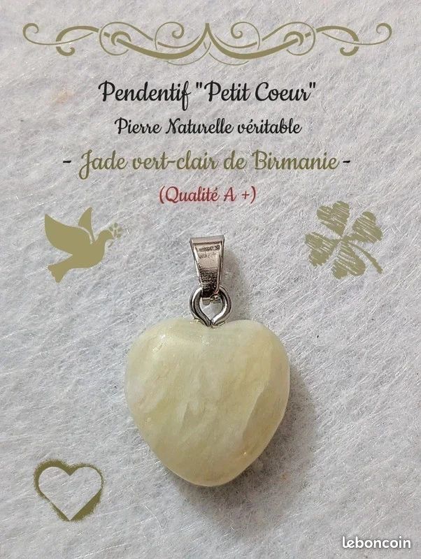 Pendentif En Argent 925 Avec Jade Birman Vert Naturel - Jadéite - Pour Femme
