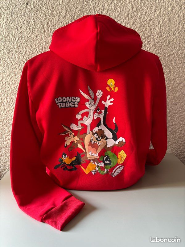 Looney Tunes - Sweat à capuche - Gris chiné - Kiabi - nu