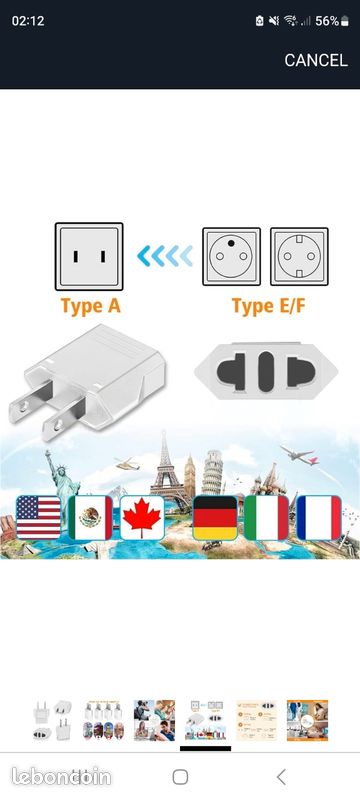Lot de 4 adaptateurs voyage USA/Canada → France/Europe – Neuf (image 1)
