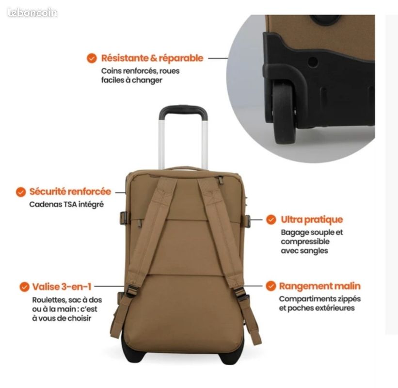 GRANDE VALISE, 111L, multipoches, portage 3-en-1, marque française (image 11)