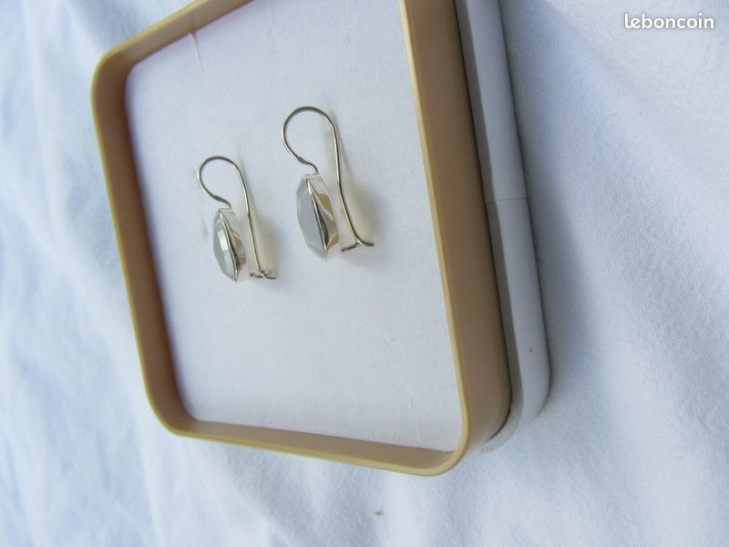 Boucles d'oreilles en argent et calcédoine véritables neuf (image 2)