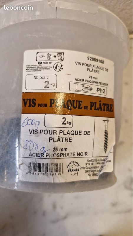 Lot vis placo, auto-foreuse, Gix , chevilles à frapper (image 3)