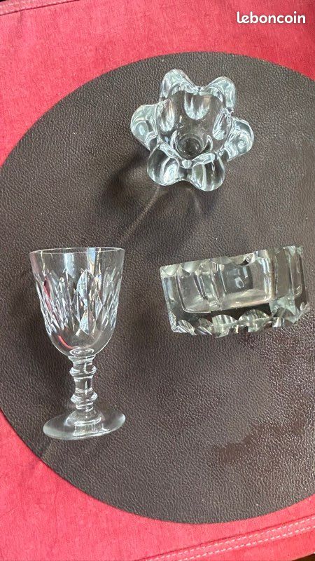 Baccarat verre richelieu cendrier bougeoir vintage année 50 design déco (image 1)