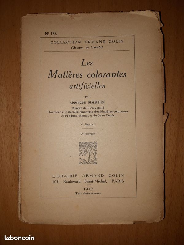 Les matières colorantes artificielles - 1947 - Armand comin N 178 (image 1)