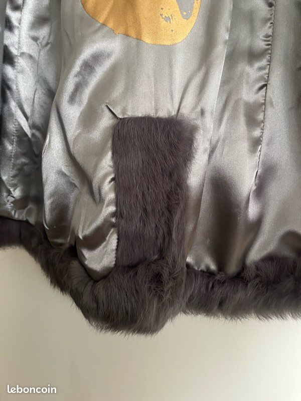 Manteau en fourrure de lapin grise (image 17)