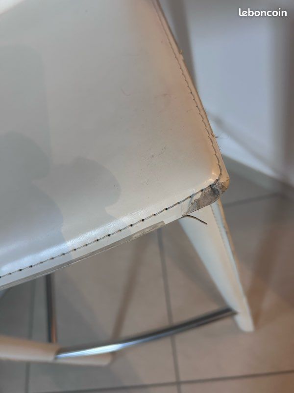Tabouret de bar avec dossier – blanc et structure métal (image 4)