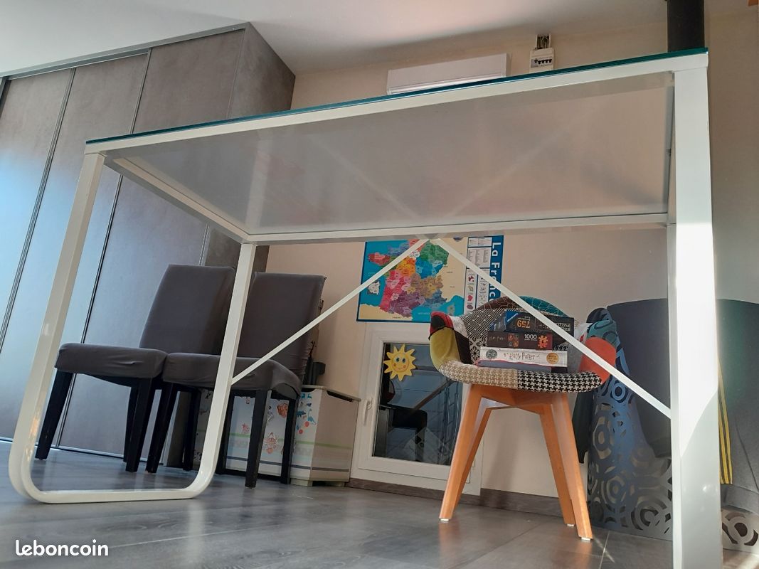 Bureau verre acier 120x60 (image 6)