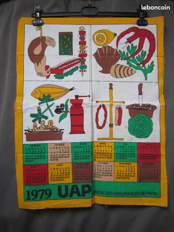 Torchon Vintage 1979 - Calendrier Tissu Multicouleur - Déco Rétro Cuisine