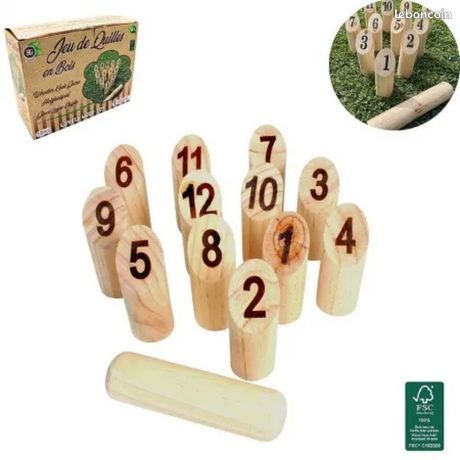 Jeu de Quilles Nordiques en Bois Portable avec Blocs Numérotés | Leroy Jeu de Quilles Nordiques en Bois Portable avec Blocs Numérotés | Leroy