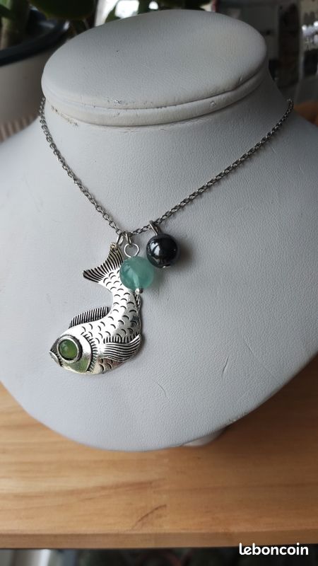 Collier avec pendentif poisson rouge unique en argent sterling massif, Argent sterling, NA. : Claddagh