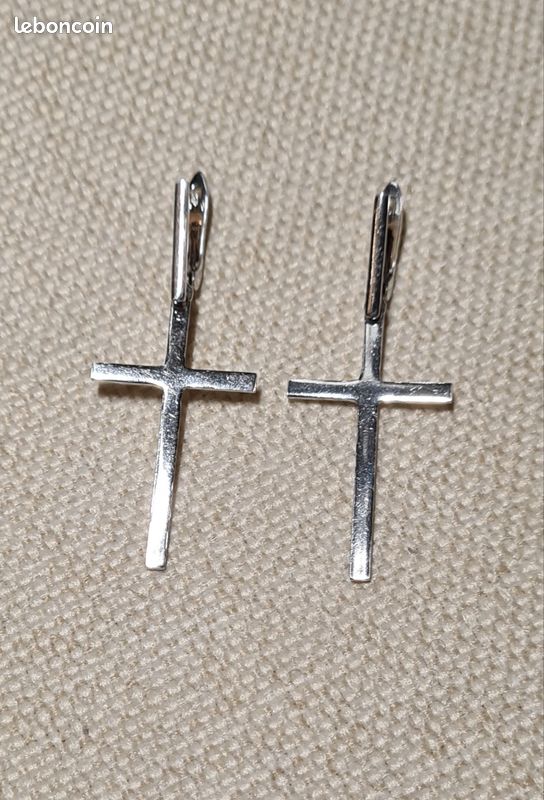 Boucle D'oreille Ancienne En Argent Massif 925 Rhodié - Occasion, Style Boucle Classique
