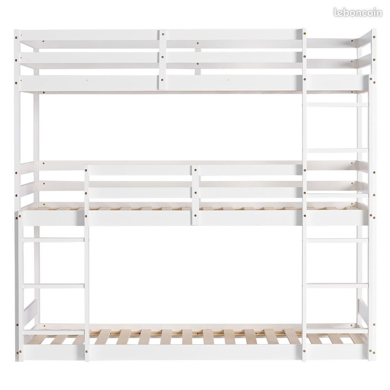 Lit superposé triple avec sommier 90x200 LIT ENFANT 3 COUCHAGES (image 3)