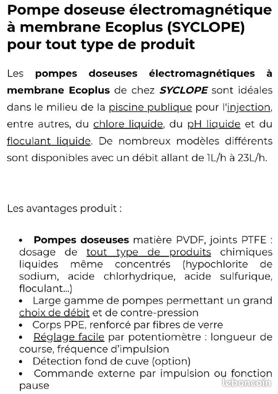 Pompe doseuse électromagnétique à membrane Ecoplus (SYCLOPE) pour tout type de produit (image 6)