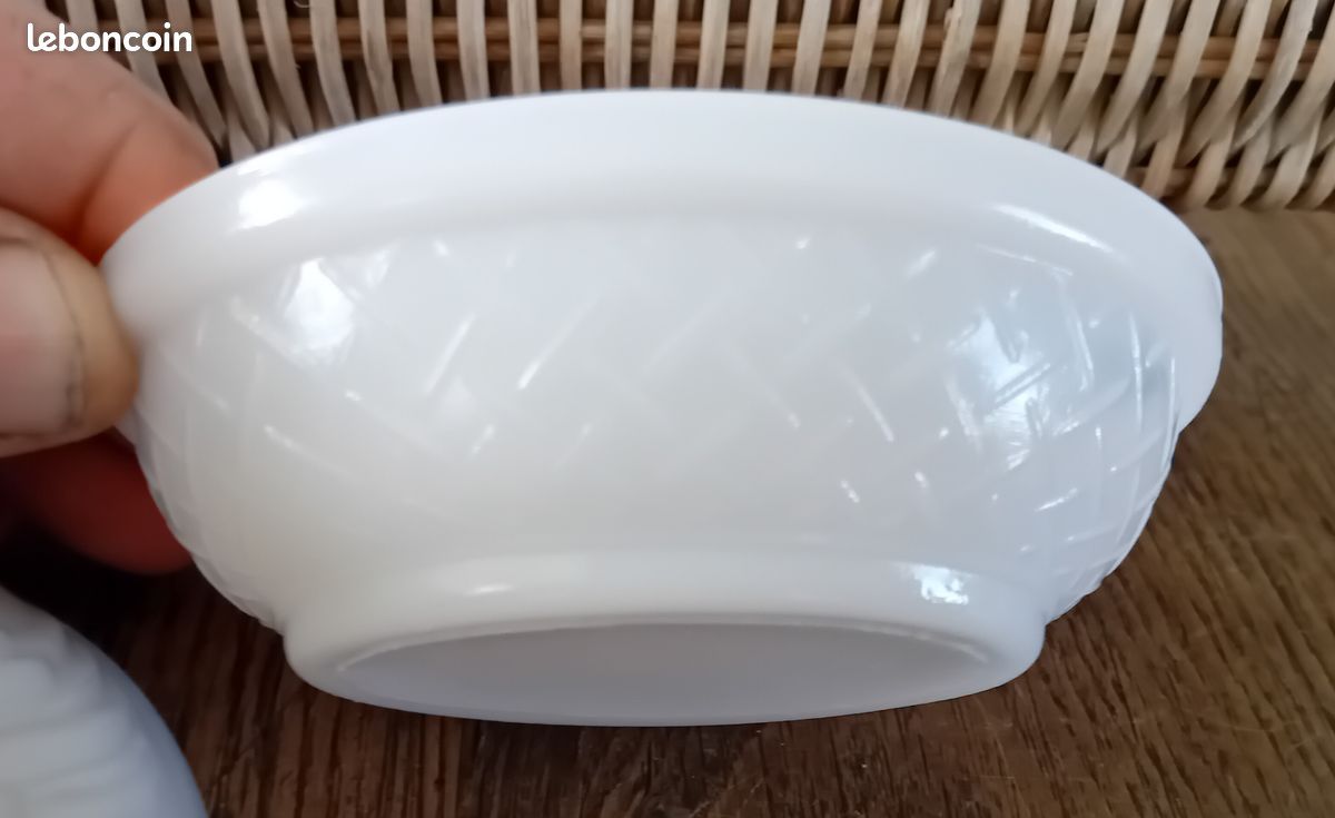 Ancien Dessus Couvercle Poule Opaline Blanche Beurrier Vide
