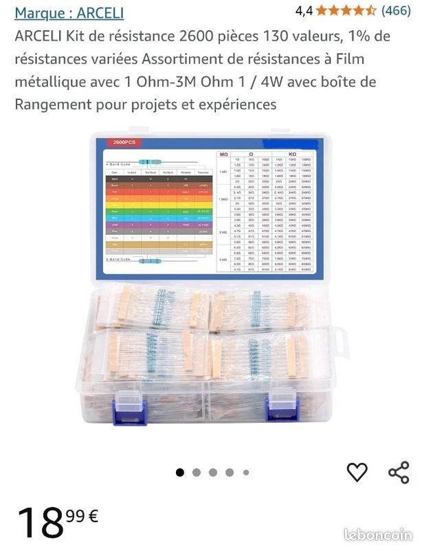 Kit De 600 Résistances Film Métallique 1/4W - 30 Valeurs De 10 Ohm à 1M Ohm, Précision 1% - Pour Projets électroniques DIY