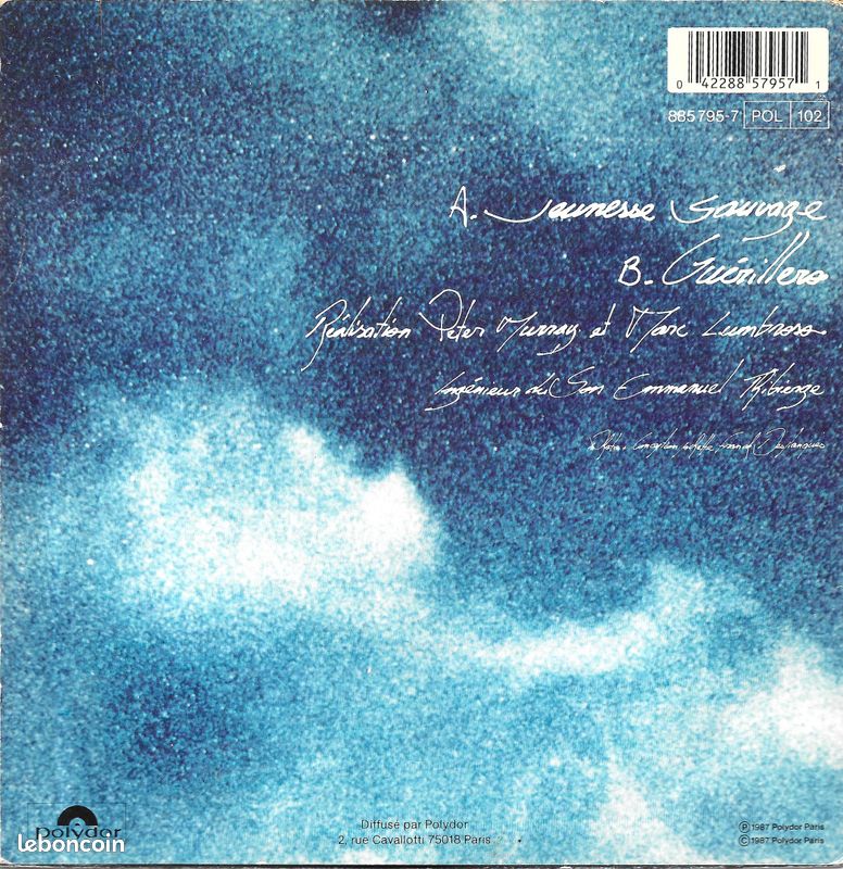 Les Ablettes : Jeunesse Sauvage / Guerillero [Vinyle 45 Tours 7"] 1987 (image 2)