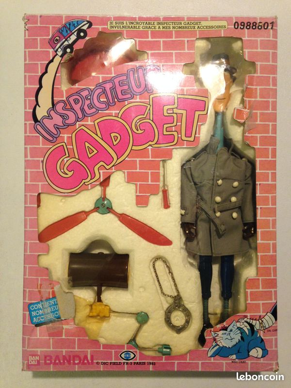 GOMME VINTAGE OFFICIELLE D.I.C FR3 INSPECTEUR GADGET BANDAI POPY 1983