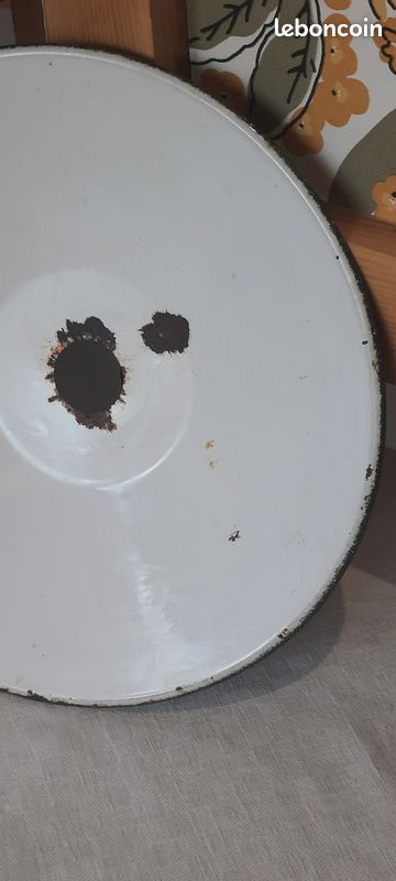 Abat-jour ancien en tôle émaillée Kaki (image 8)