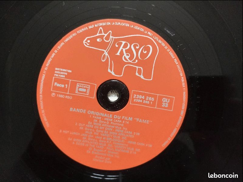 Bonjour, vends l'album vinyle original de la B.O du film Fame de 1980. Réf : 2394 265. Disque et poc (image 7)
