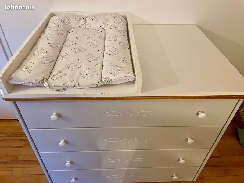 Commode table langer bois massif + étagère (image 3)