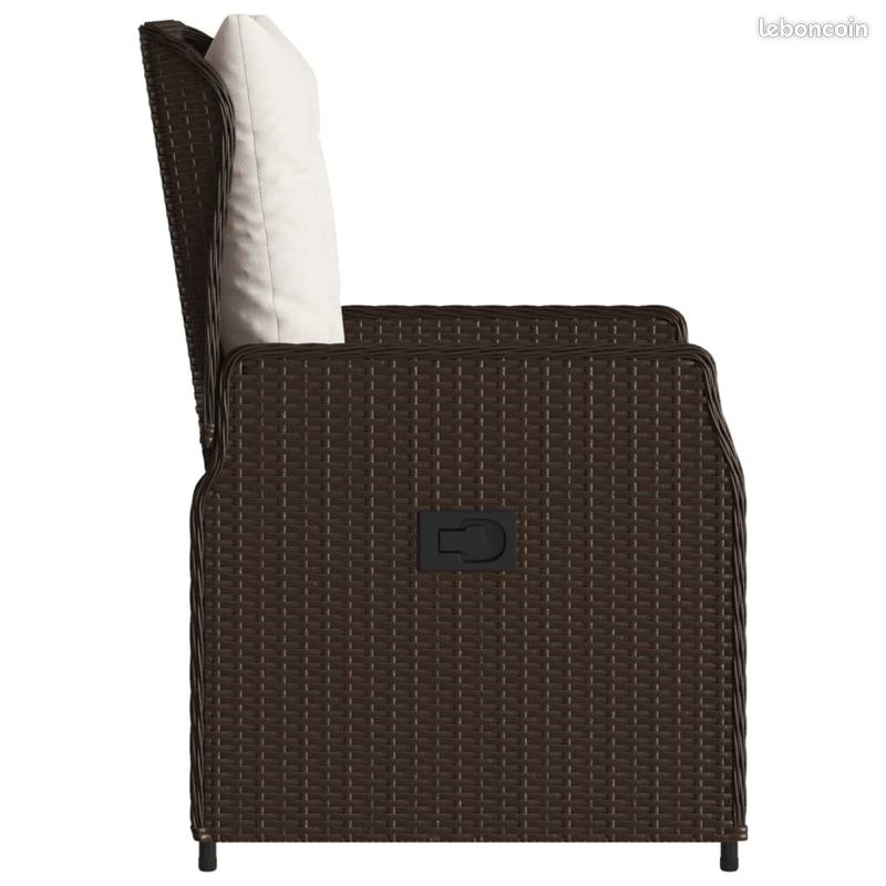 VidaXL Chaises inclinables de jardin lot de 2 marron résine tressée (image 6)