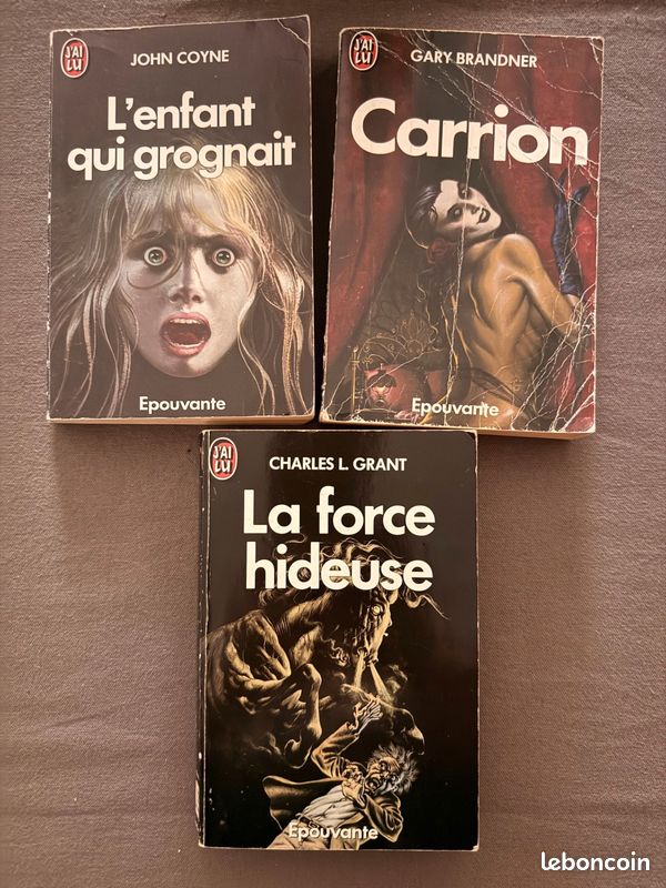 Lot de 3 livres épouvante, la force hideuse, l'enfant qui grognait, carrion (image 1)