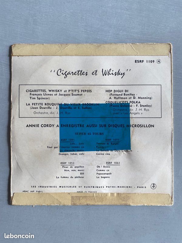 Vinyle Annie Cordy – Cigarettes & Whisky (image 2)