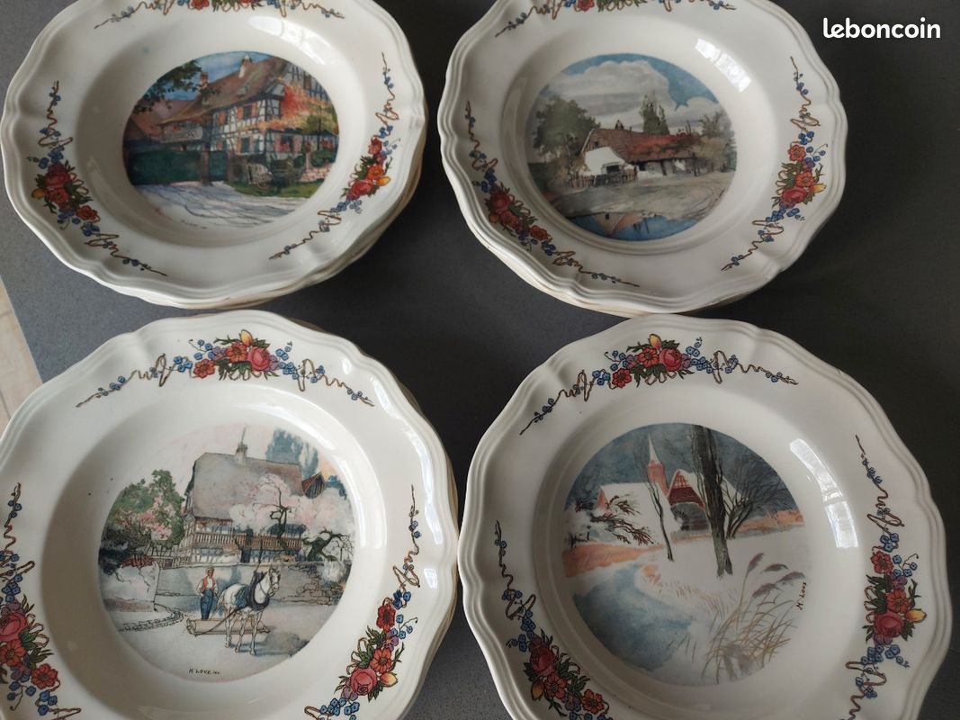 Assiettes creuses anciennes Sarreguemines Obernai (image 3)