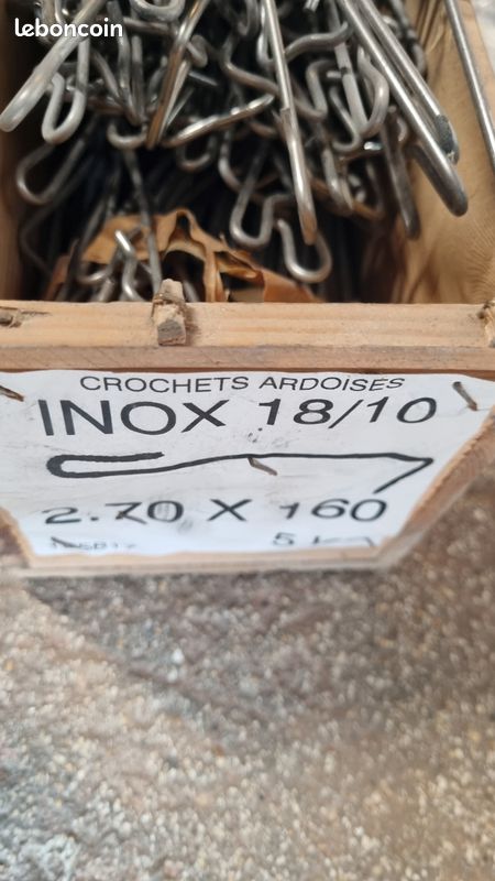 DIMOS - Crochet ardoise inox 18/10 15x2,7 agrafe boîte de 400 pièces