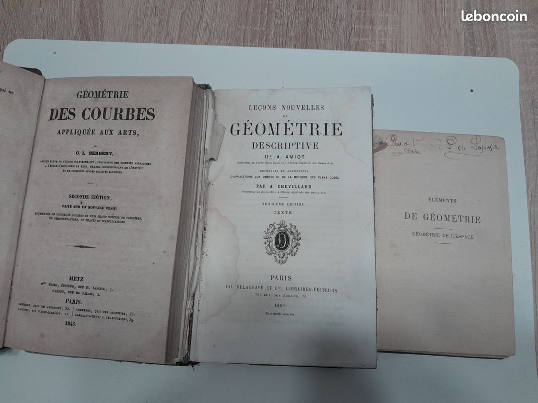 17 LIVRES ANCIENS : géométrie, sciences physiques et naturelles, chimie, arithmétique, français (image 2)