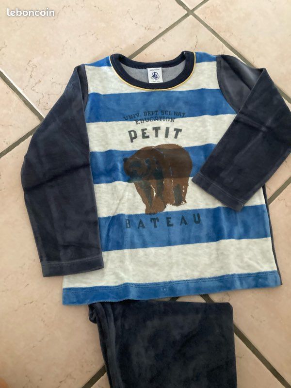 Pyjama Garçon Petit Bateau - Manches Longues Rayées En Coton Pour Nuit Confortable