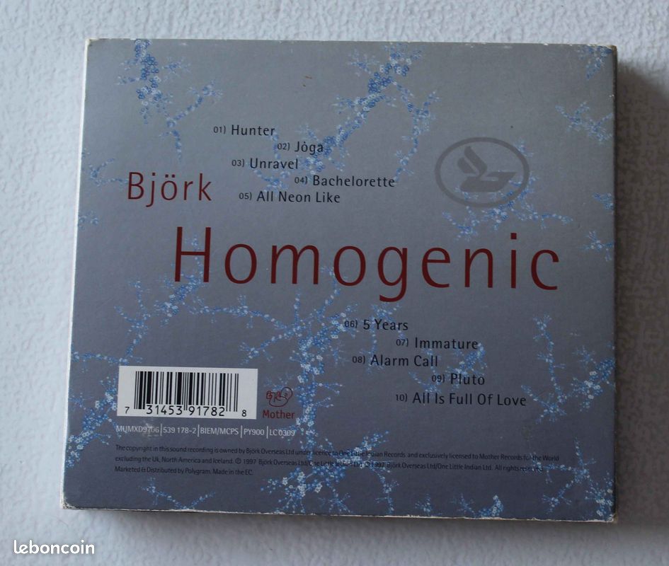 Bjork , homogenic , CD - inclus poster (image 3)