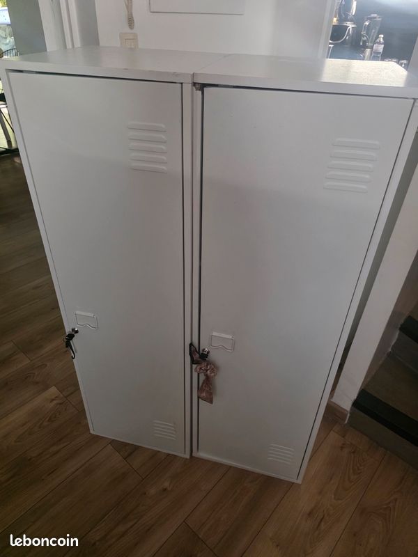 Armoire vestiaire porte métal blanc fermeture clé (image 3)