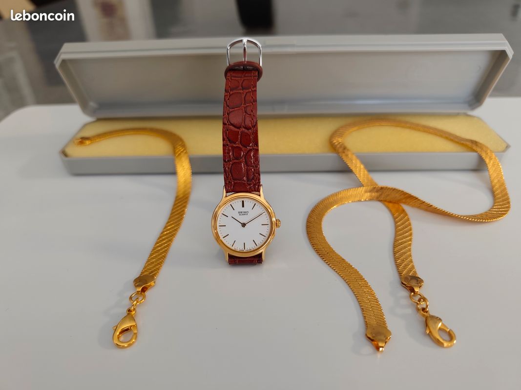 Montre femme seiko quartz vintage et un lot de bijoux fantaisie avec 2 ecrins (image 20)