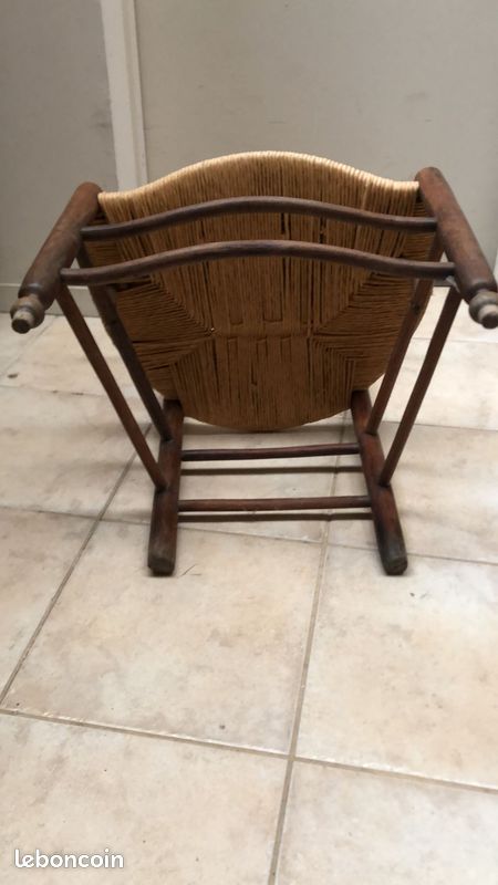 Paire de FAUTEUILS paillés anciens (image 6)