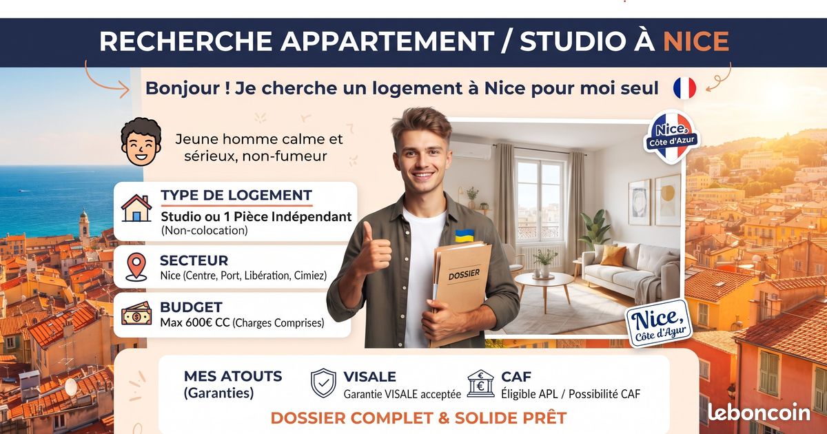 Appartement 1 pièce 20 m² · à Nice · 20 m² · 600 €