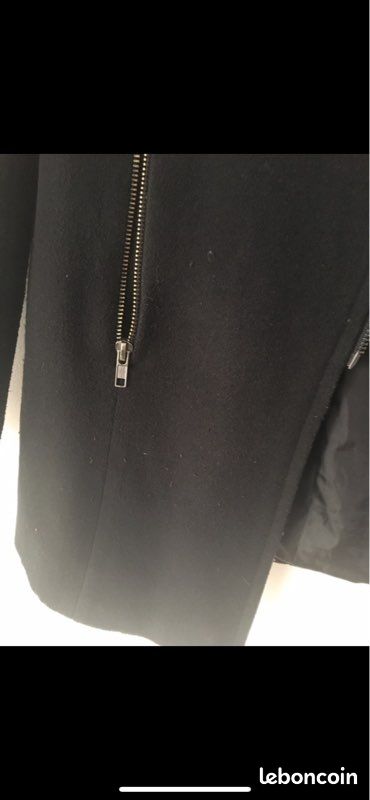 Manteau noir bi matiere (image 4)