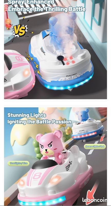 Jeu De Combat Rc Avec éjection Voiture Télécommandée Bumper Car 2 Pièces Avec éjection De Poupée - LED, Musique, Spray - 6+ Ans | 7JI