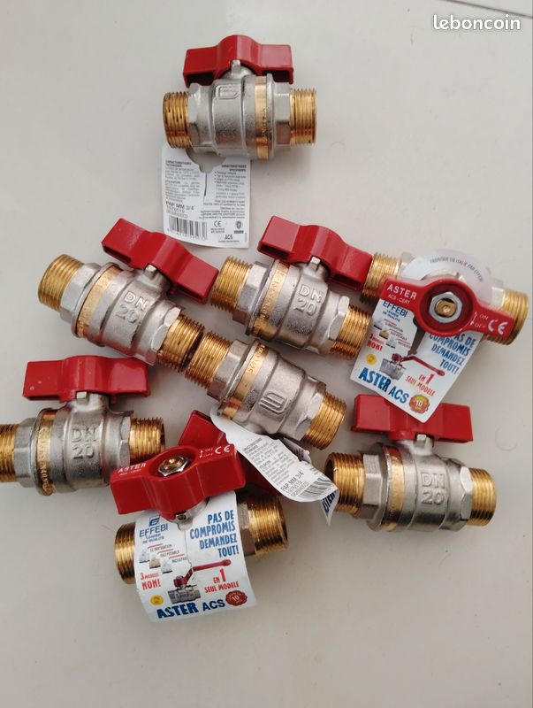 Vanne a sphère laiton mâle/mâle 3/4 pouce (image 1)