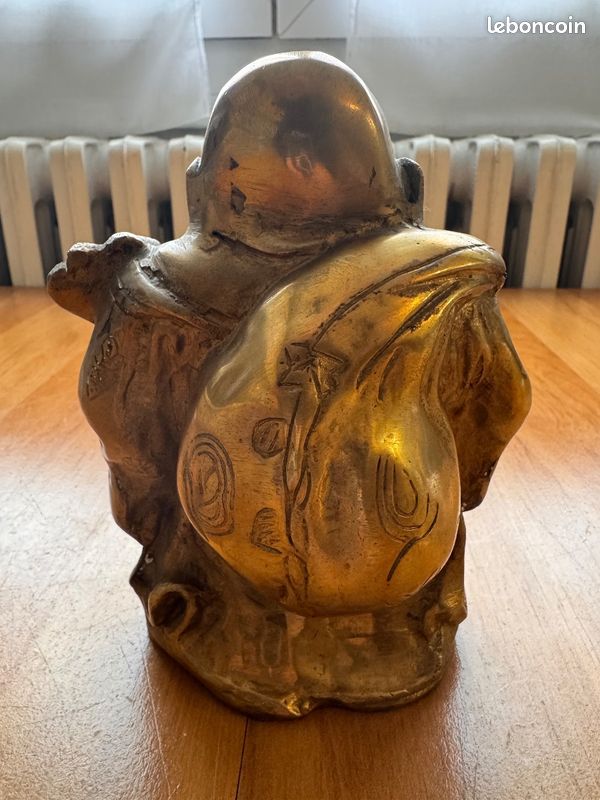 Statue Bouddha rieur laiton dore artisanat asiatique decoration zen collection (image 6)