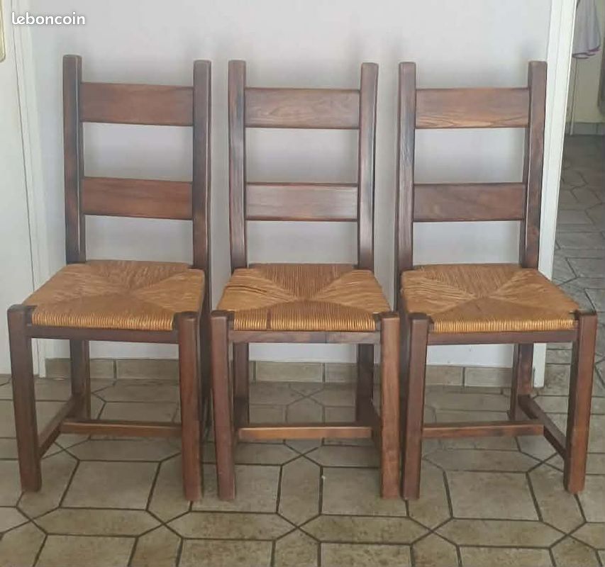 3 chaises bois massif épais (image 1)