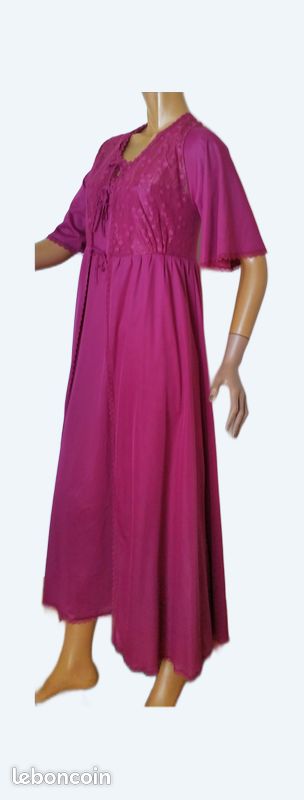 Nuisette / Déshabillé Vintage Vert - Taille L - Occasion Bon État (Signes D'Usure)