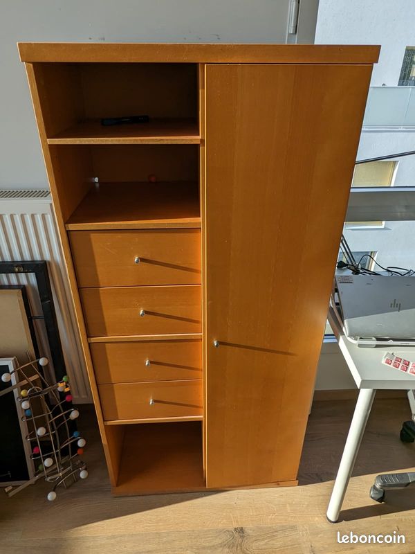Armoire haute de bureau bois avec étagères (image 2)
