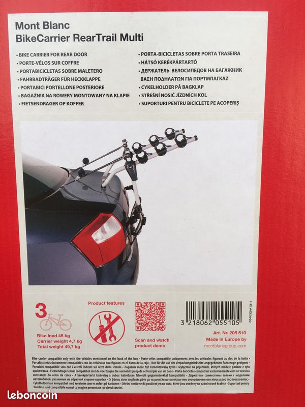 Porte-Vélos Coffre De Voiture OCASAMI - 3 Vélos - Berline Hayon SUV - Neuf Garantie 3 Ans